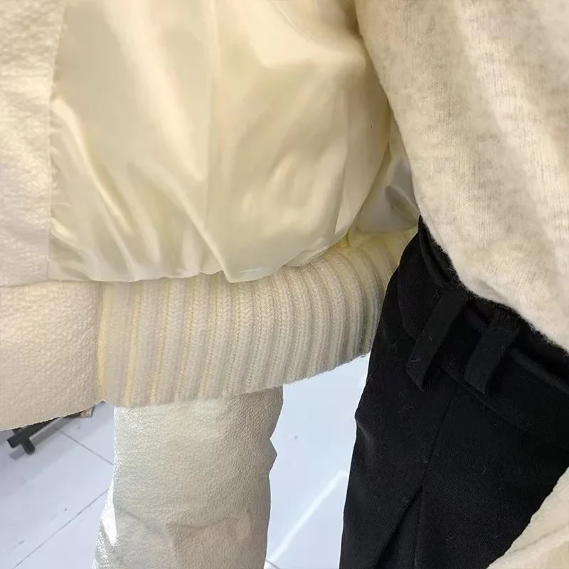 Korean Chic Knit Collar Autumn Winter Coat Women Thickened Puffer Jacket Loose Parka Warm Cottonpadded Jacket Short Coats 240105