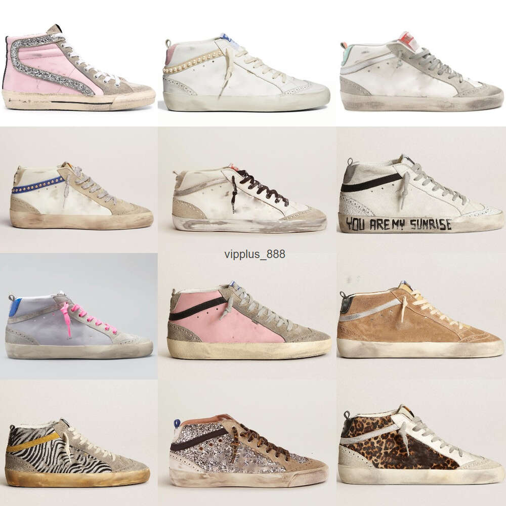 Golden Mid Slide star high top Sneaker Fashion mens woman casual shoes luxury Sequin Classic White Do-old Dirty star sneakers woman