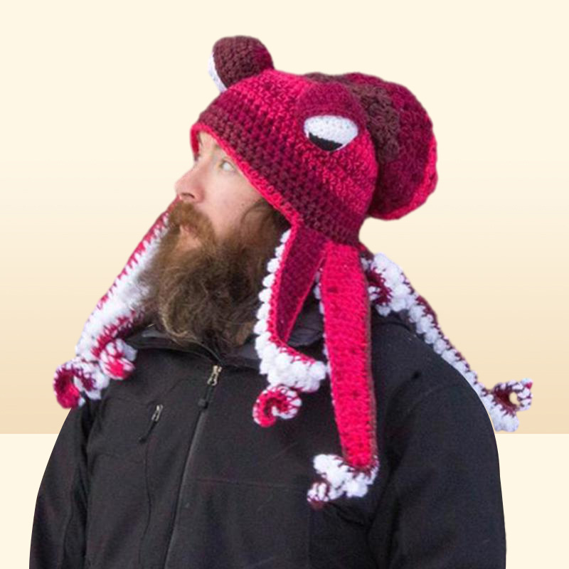 Cycling Caps Crochet Octopus Hat Unique Soft Beanies A Very Good Birthday Christmas Gft For Halloween Costume Cosplay