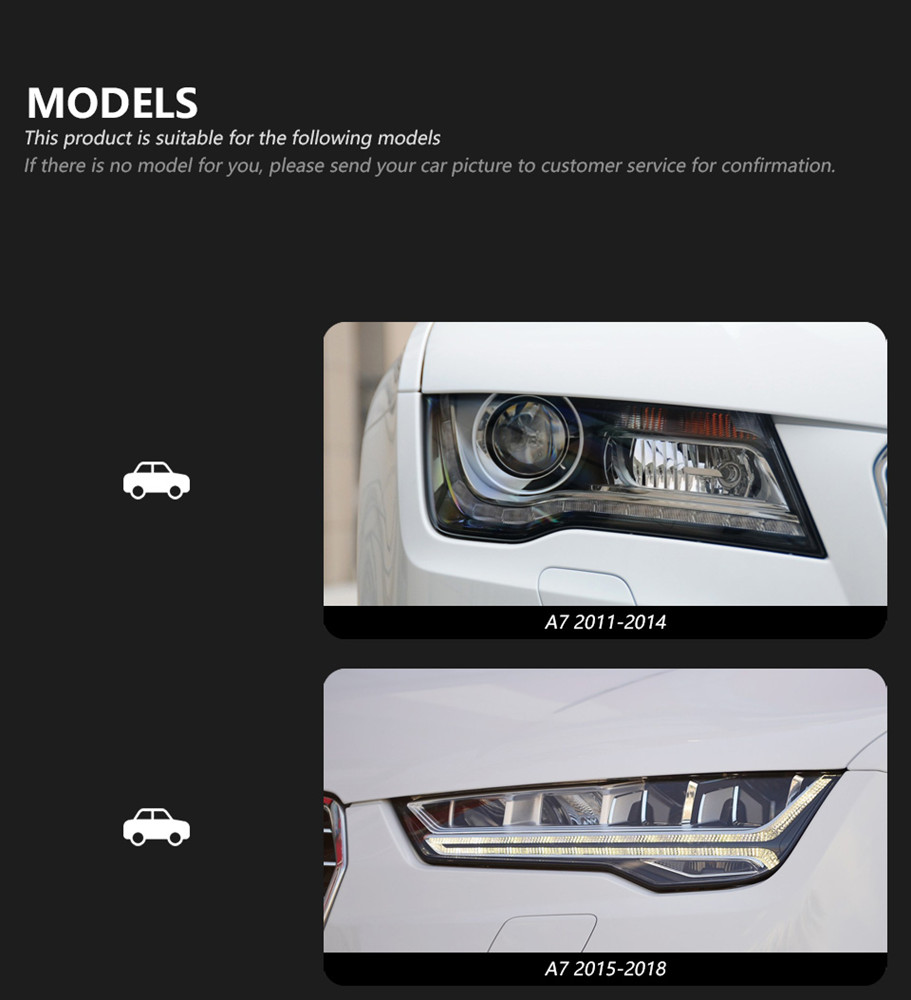LED Daytime Running Head Light for Audi A7 Car Headlight 2011-2018 Upgrade RS7 Turn Signal High Beam Lamp