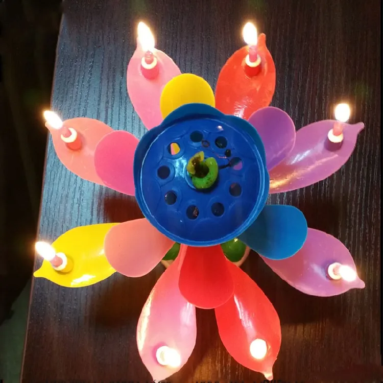 Cake Candle Lotus Lotus Music Candle Happy Birthday Art Candle Lamp DIY Cake Decoration Child Gift Wedding Party ZZ