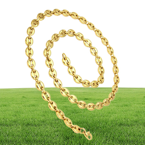 Coffee Bean Necklace and Bracelet Set High Quality Stainless Steel Mens Jewellry Two Colors Optional Hip Hop