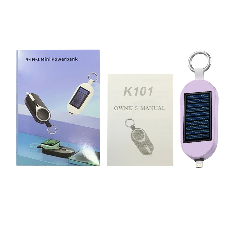3000mAh Solar Fast Charging Type-C/For IPhone Wireless Charger For Apple Watch Portable External Power Bank Keychain
