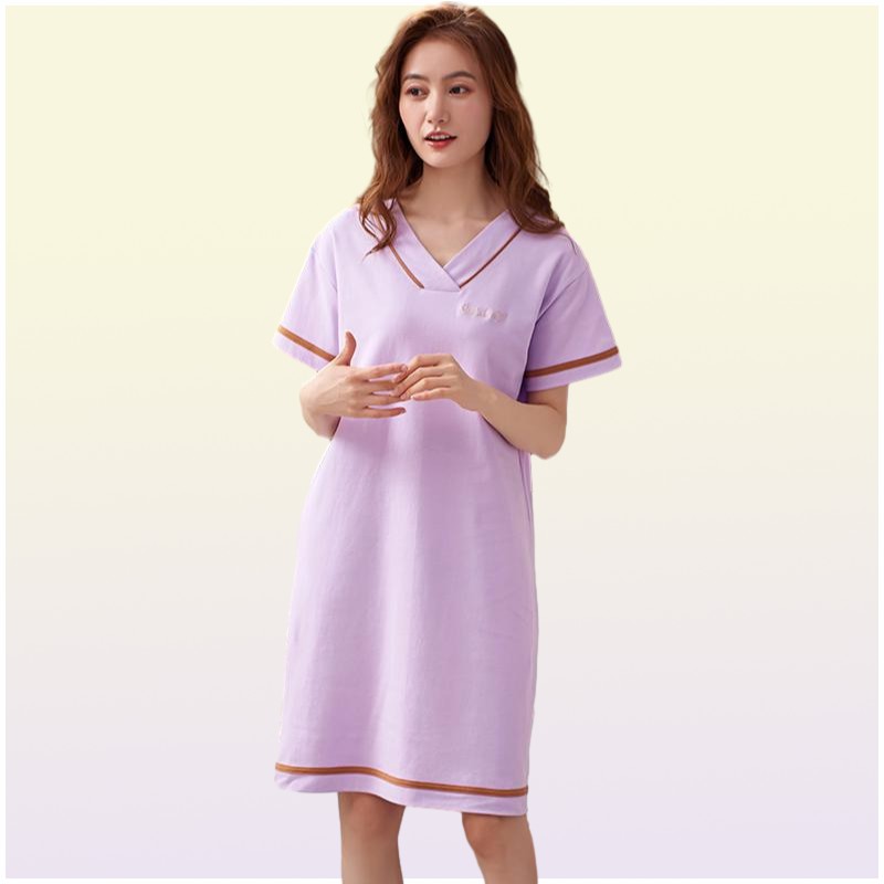 Women039s Sleepwear Shortsleeved Cotton Night Gowns Summer Soild Nightgowns Home Wear Lady Sleep Lounge Sleeping Dress M3XL1033867
