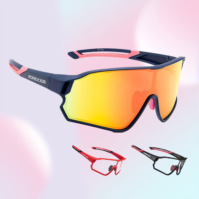Outdoor Eyewear ROCKBROS Bicycle Pochromic Sunglasses Polarized Cycling Glasses UV400 Discoloration Bike Eyewear Equipment for
