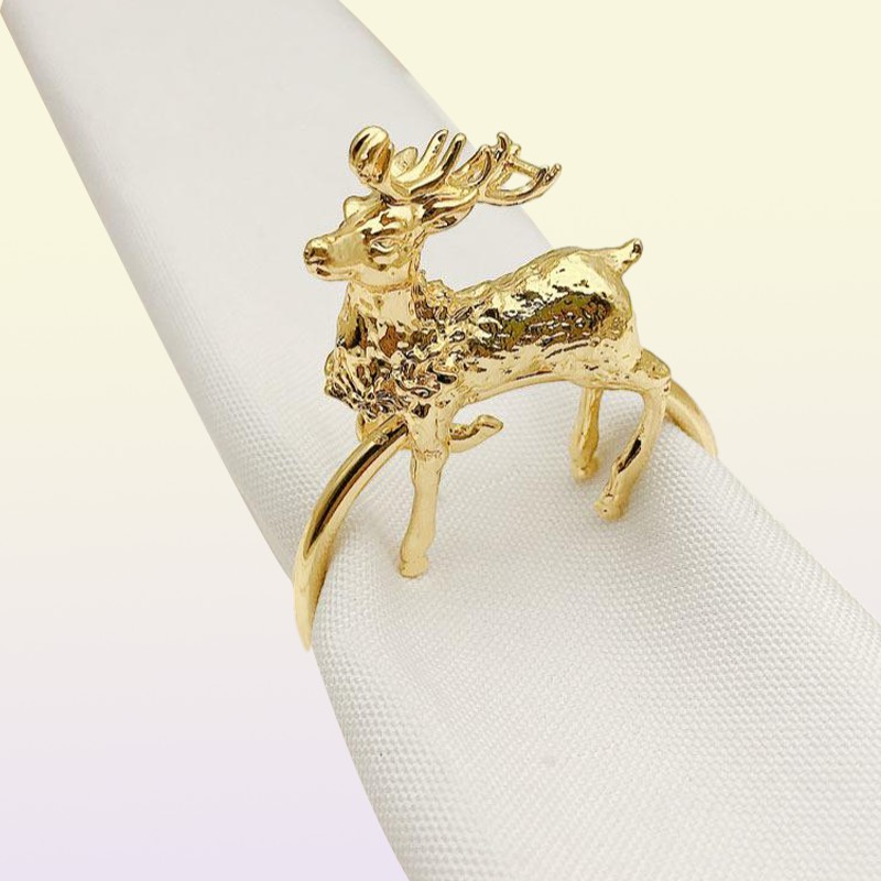 12 PCS new el Christmas small deer napkin ring napkin ring metal towel whole1