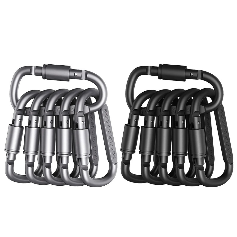 6x Aluminum Alloy Backpack Carabiner Keychain Outdoor Camping Hiking D-ring Snap Clip Lock Buckle Hook Water Bottle Kettle Hook 240104