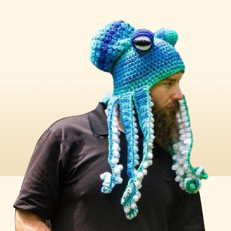 Cycling Caps Crochet Octopus Hat Unique Soft Beanies A Very Good Birthday Christmas Gft For Halloween Costume Cosplay