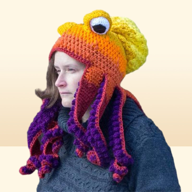 Cycling Caps Crochet Octopus Hat Unique Soft Beanies A Very Good Birthday Christmas Gft For Halloween Costume Cosplay