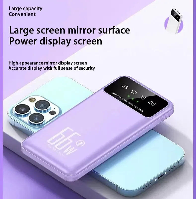 New 100000mAh Power Bank Lightweight Portable High Capacity Super Fast Charging Digital Display For Xiaomi Samsung Huawei IPhone