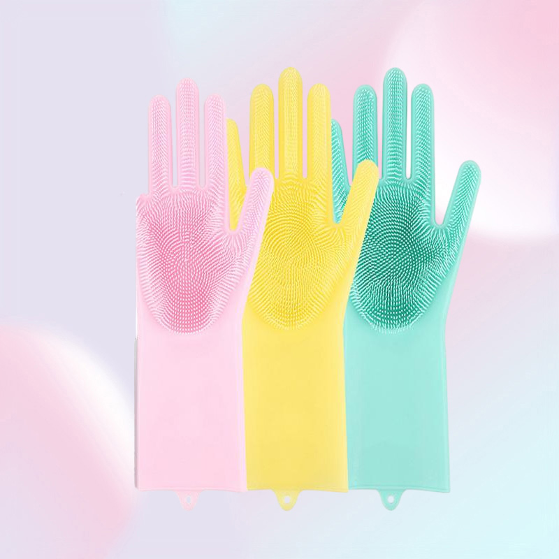 Disposable Gloves Magic Silicone Dishwashing Scrubber Dish Washing Sponge Rubber Scrub Kitchen Cleaning 1 Pair1095912