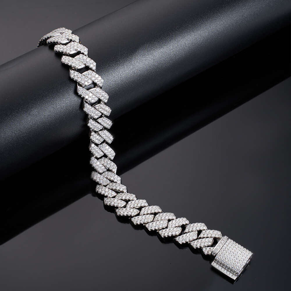 bracelet necklace mossanite Factory Wholesale 925 Solid Silver D Color VVS Iced Out Hip Hop Jewelry Moissanite Diamond Cuban Link Chain Bracelet Men