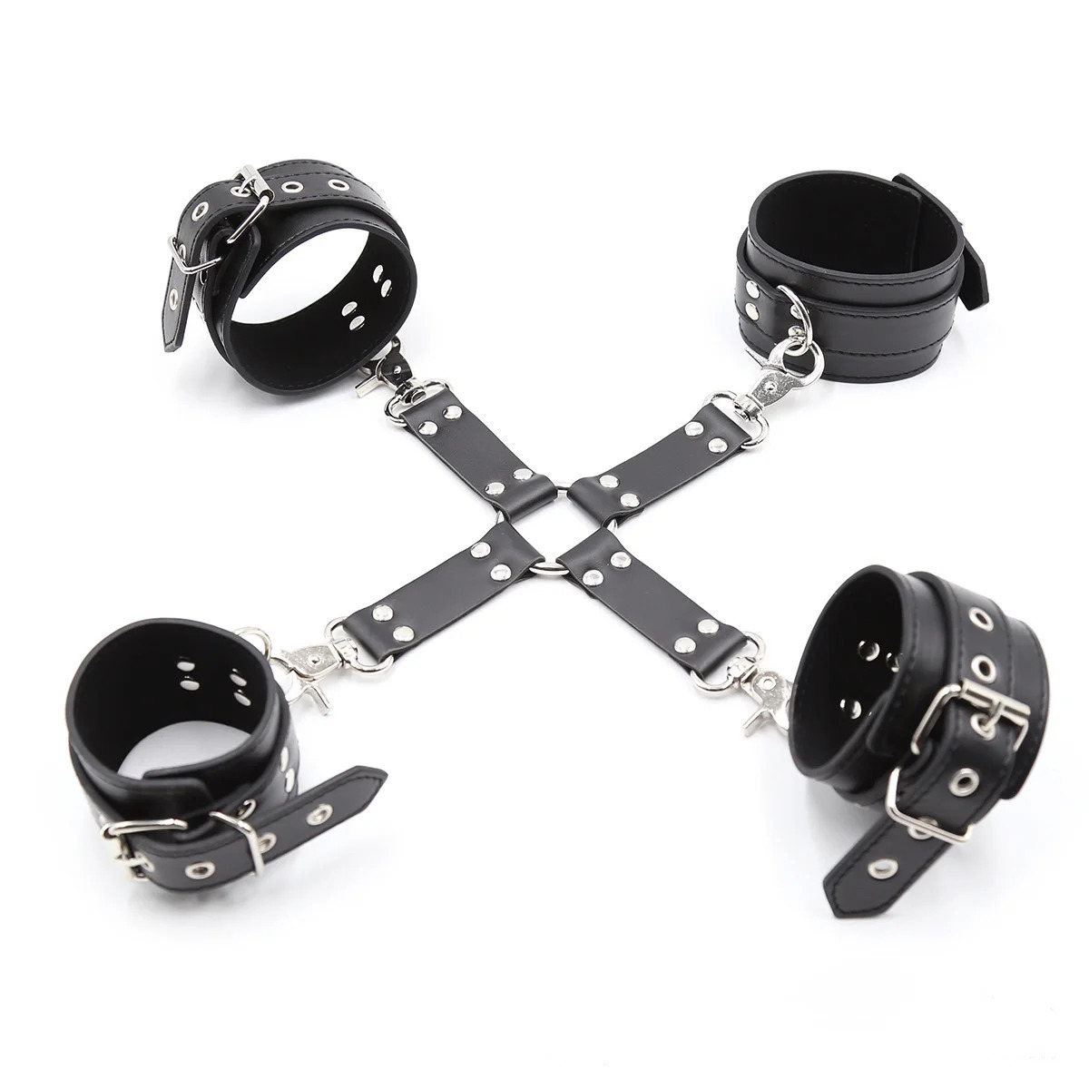 Leather Handcuffs BDSM Bondage Restraint Flirting Slave Exotic Accessories Toys For Couple Games Handcuff amp Ankle Cuffs Adult 240105
