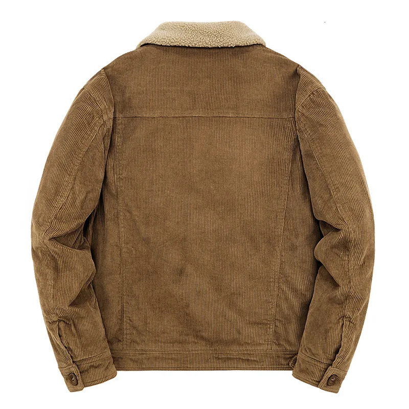 Male Thermal Windbreaker Plus Size Men's Warm Winter Corduroy Jackets and Coats Fur Collar Casual Jacket Outwear Clothes 240105