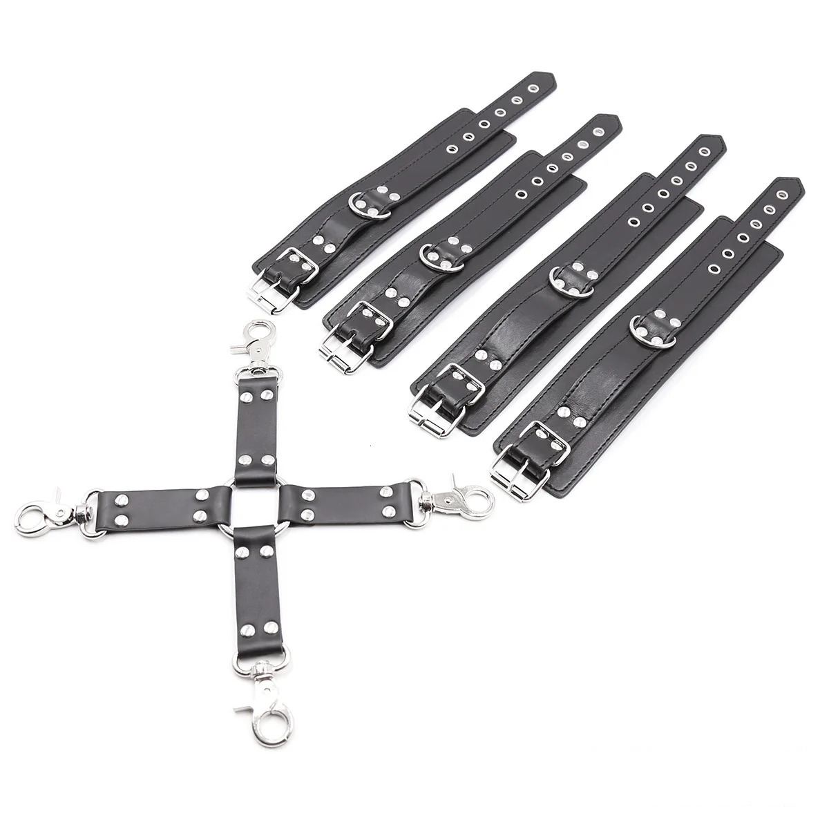 Leather Handcuffs BDSM Bondage Restraint Flirting Slave Exotic Accessories Toys For Couple Games Handcuff amp Ankle Cuffs Adult 240105