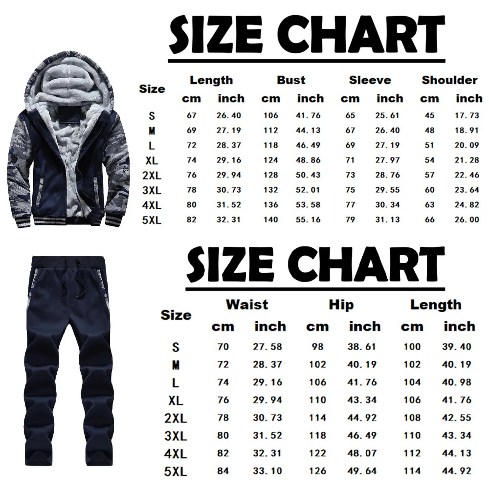 Winter Sports Jacket Pants Suits Men's Coats Trousers Sets Thicken Fleece Thermal Hoodies Set Camouflage Tracksuit Sweatshirts 240106