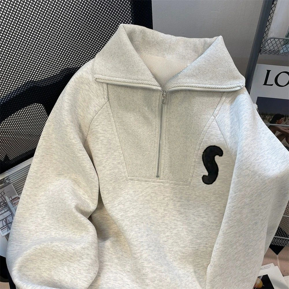 Winter Korean simple retro print men hoodie American fashion street y2k couple personality hip hop casual warm sports hoodie top 240106