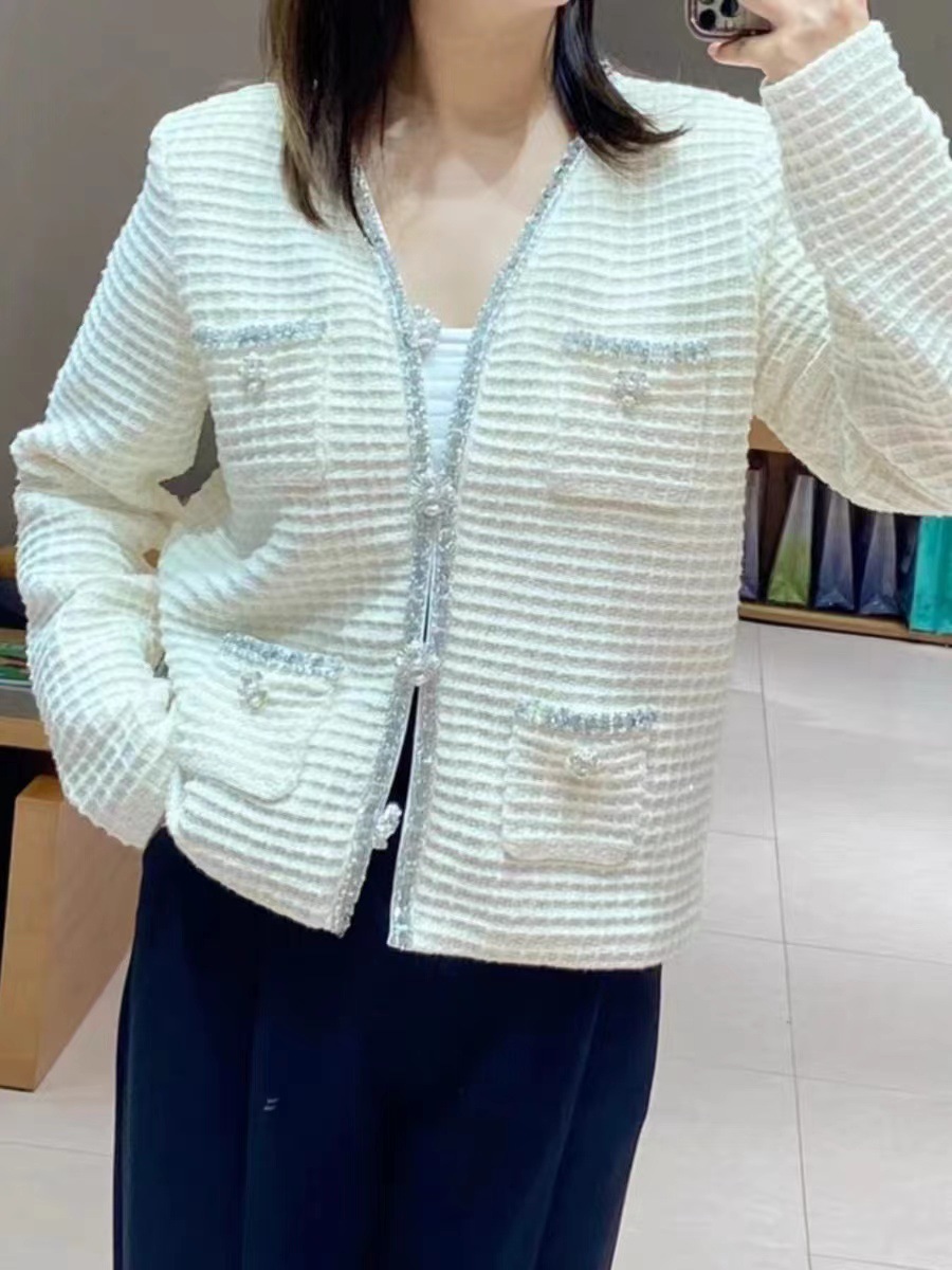 Self-portrait New Ivory V-neck Knit Cardigan