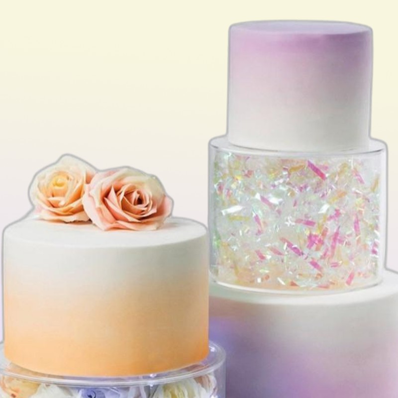 Bakeware Tools TX 152025cm Clear Acrylic Fillable Cake Stand Tillers Decoration For Baking Reusable RoundAcrylic Discs Topper