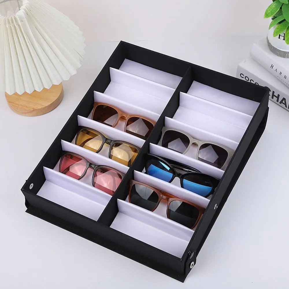 12 Slots Sunglasses Storage Display Box Glasses Case Eyeglasses Organizer Eyewear Holder Stand 240106