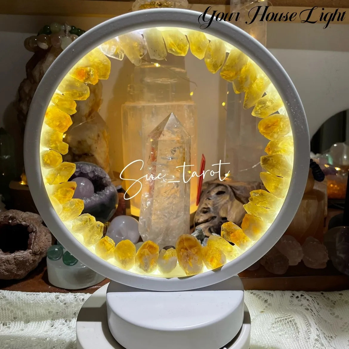 Creatitive Energy Mineral Stone Lamp Healing Crystals Night Light Home Lucky Gather Wealth Decoration Reiki Chakra 240106 - view 3