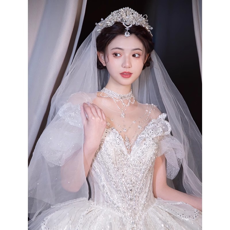 2024 Bling Wedding Dress Beading Crystals Beaded Off Shoulder Crystal Sweep Train Scoop Neck Plus Size Bridal Gowns New Arabic Dubai Customed Vestidos