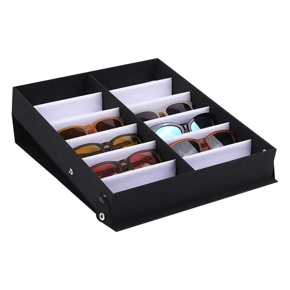 12 Slots Sunglasses Storage Display Box Glasses Case Eyeglasses Organizer Eyewear Holder Stand 240106