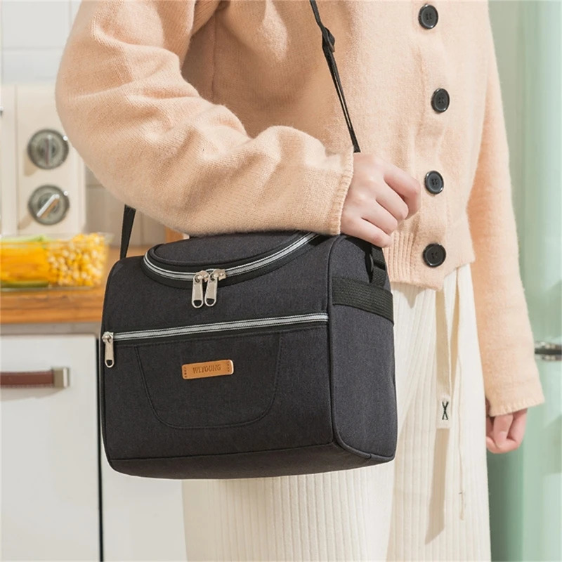 Stylish Double Compartment Lunch Bag for Women Large Capacity Insulated Lunch Box Cooler Bag for Work 240106