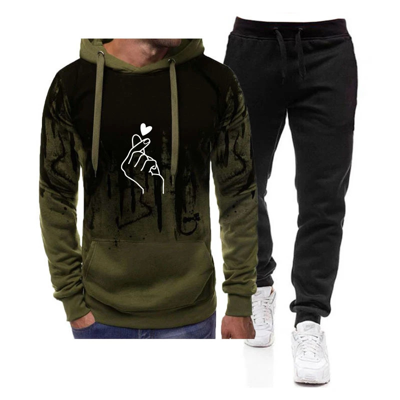 Men Casual Tracksuit Hoodies Set Men's Sportswear Outfit SweatshirtSweatpant 2 Pieces Suit Pullover Hoody Sets Male Fashion 240106