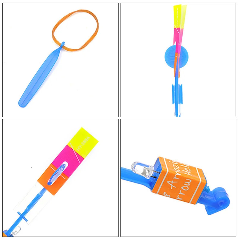 50pcs Amazing Light Toy Rocket Helicopter Flying Toy LED Light Toys Party Fun Gift Rubber Band Catapult 240105 - view 6