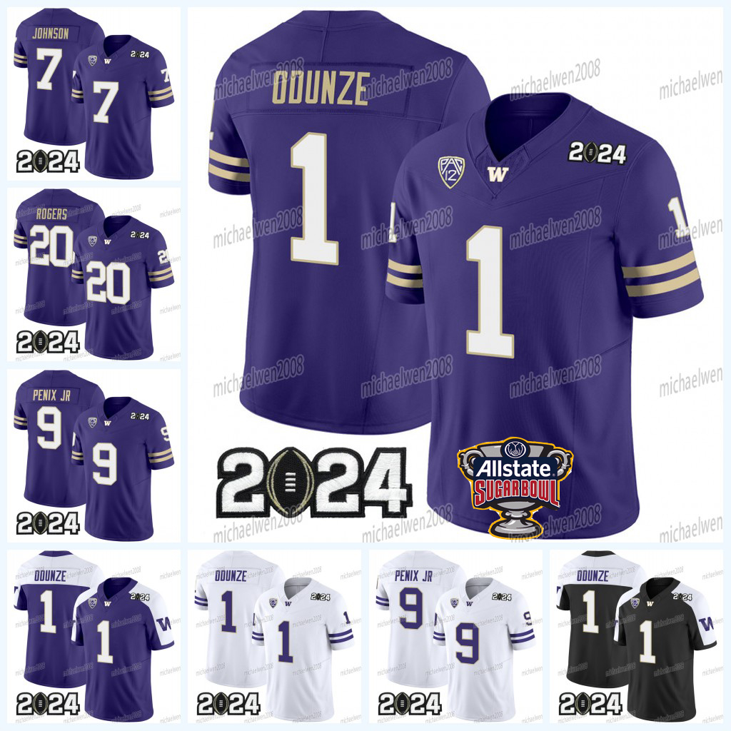 Washington Huskies 2024 College Football Playoff Jersey Rome Odunze Dillon Johnson Bralen Trice Michael Penix Jr. Jalen McMillan Troy Fautanu William Haskell
