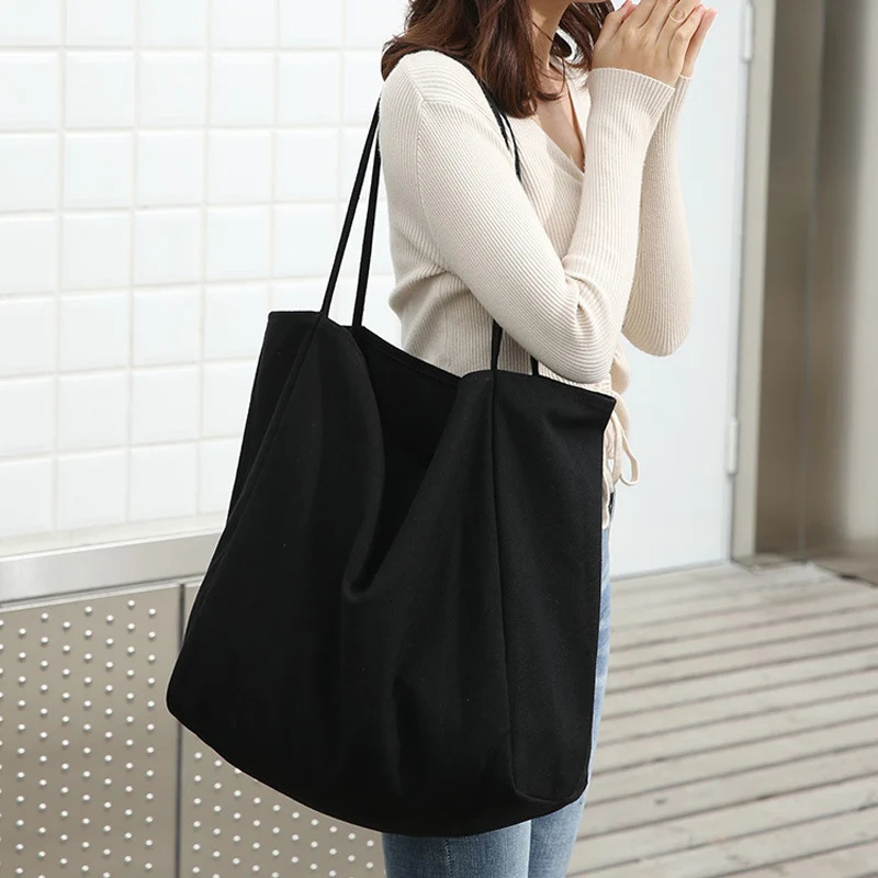 New Free Shipping Designer Bag Women Big Canvas Shopping Bag Reusable Soild Large Tote Grocery Handbag Eco Shopper Shoulder Bags Ladies Thick Cloth Pu