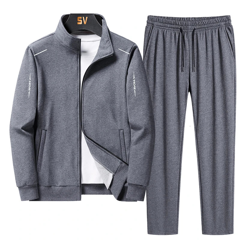 Male Tracksuit Jacket Men Set Large Size 6XL 7XL 8XL Fashion Autumn Winter Homme Suit Sweatshirt Sweatpants Men's Set 240106