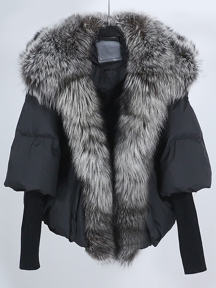 Women's Down Parkas ANNSIRGRA Winter Jacket White Duck Down Coat Women Real Fur Coats Super Large Real Fur Collar With Knit Sleeve Fashion 230927