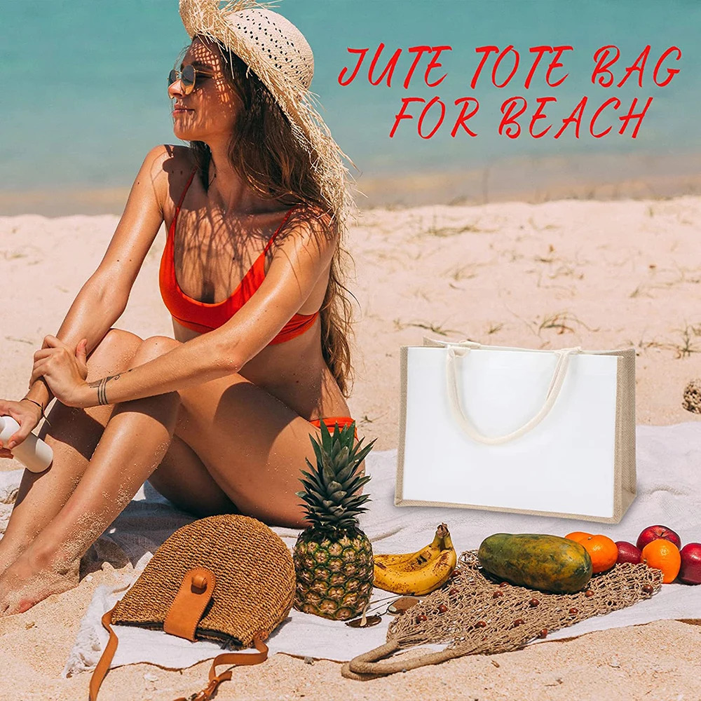 Custom Beach Burlap Tote Bags Personalized Bridesmaid Bachelorette Bridal Party Girls Trip Gifts Canvas Jute Shopper 240106