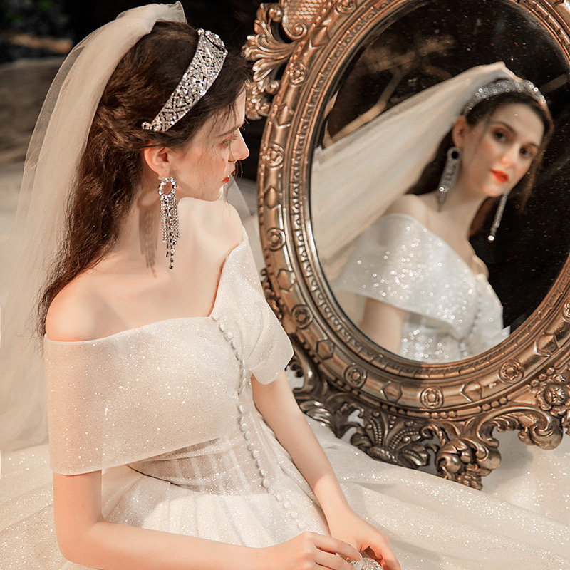 Ball Gown Wedding Dresses 2024 bling off shoulder Sequins Appliques Beaded Sparkly Ruffles Formal Bridal Gowns lace up Plus Size Custom Made Vestido d