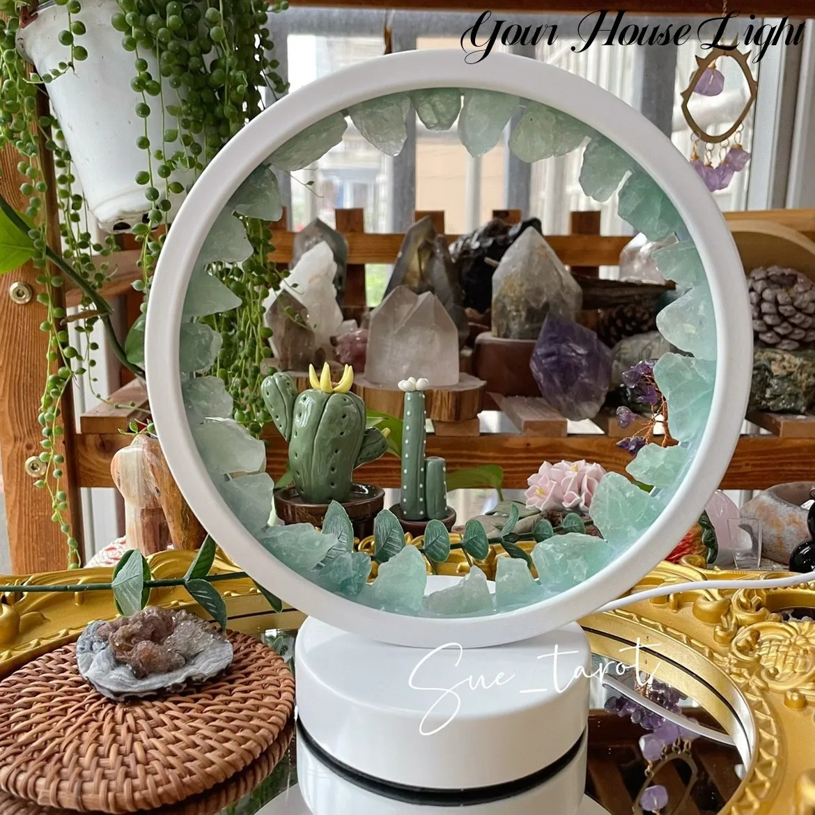 Creatitive Energy Mineral Stone Lamp Healing Crystals Night Light Home Lucky Gather Wealth Decoration Reiki Chakra 240106 - view 7