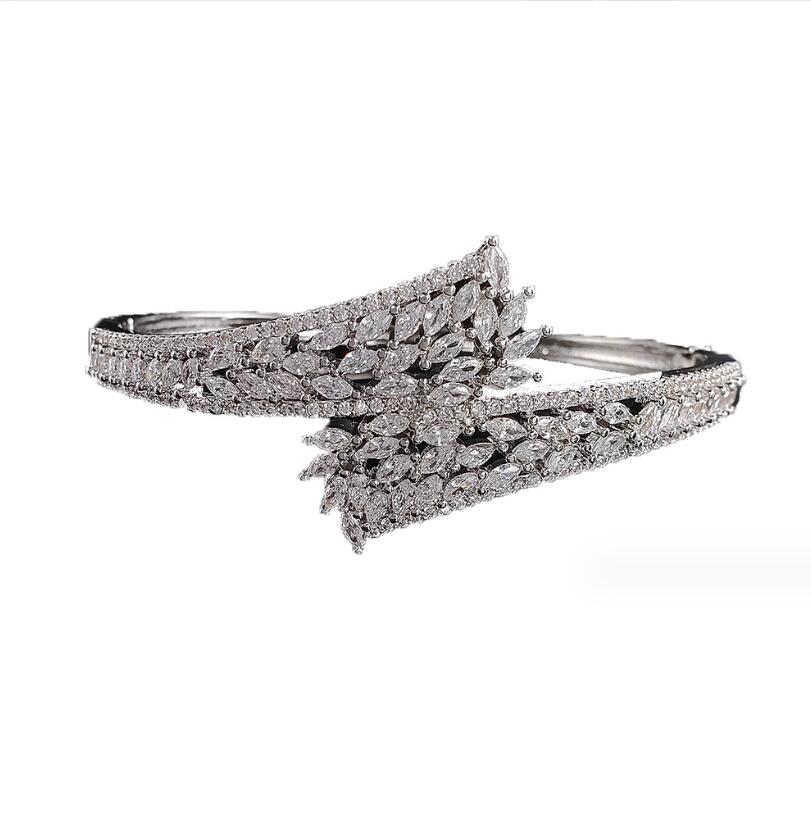 2024 Choucong Top Sell Open Bangle Luxury Jewelry 925 Sterling Silver Fill Marquise Cut 5A Cubic Zircon Party Women Wedding Cross Bracelet Gift
