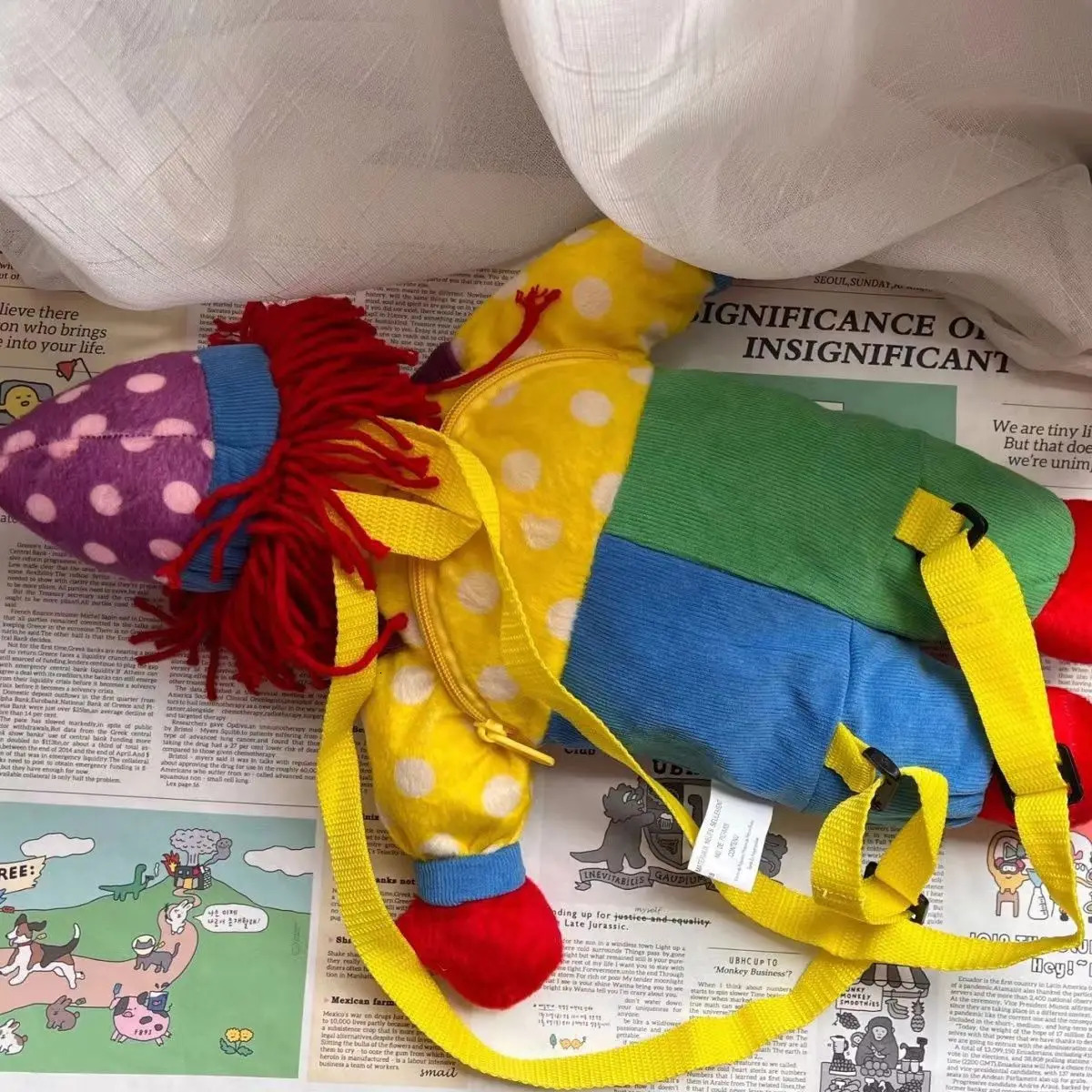 45cm Circus Clown Plush Backpack Soft Toy Cartoon Soft Stuffed Joker Doll Bag Cute Soft Schoolbag Girls Boys Kids Holiday Gifts 240105