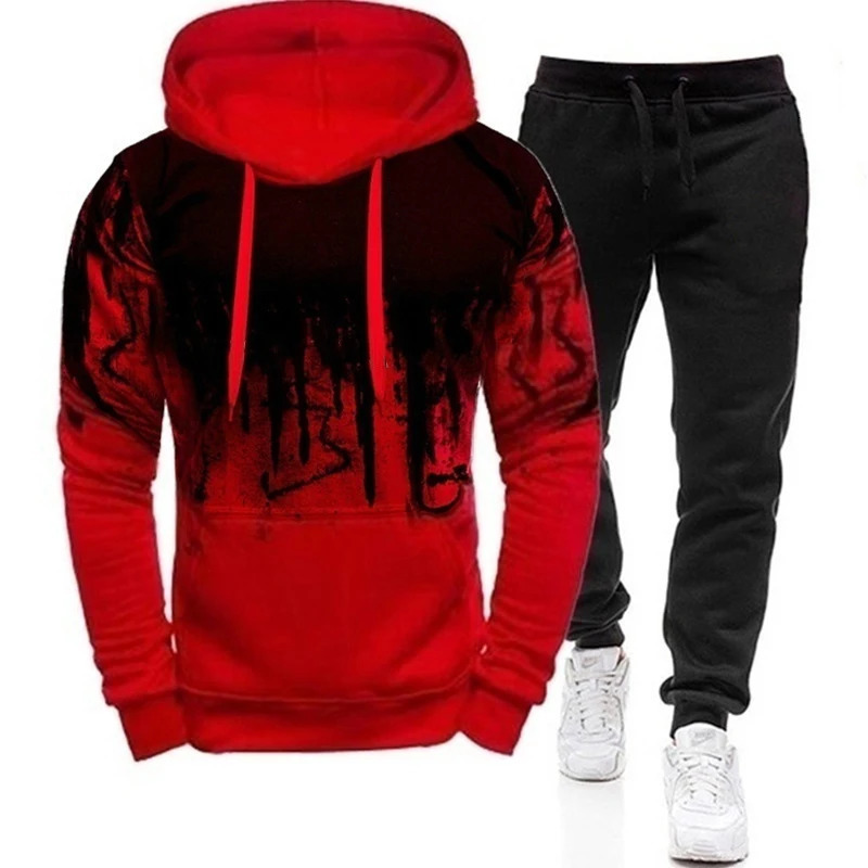 Autumn Winter Trending Tracksuits Men Camouflage Hoodie Pant 2 Piece Set Sports Wear 3d Ink Jogging Suits 240106
