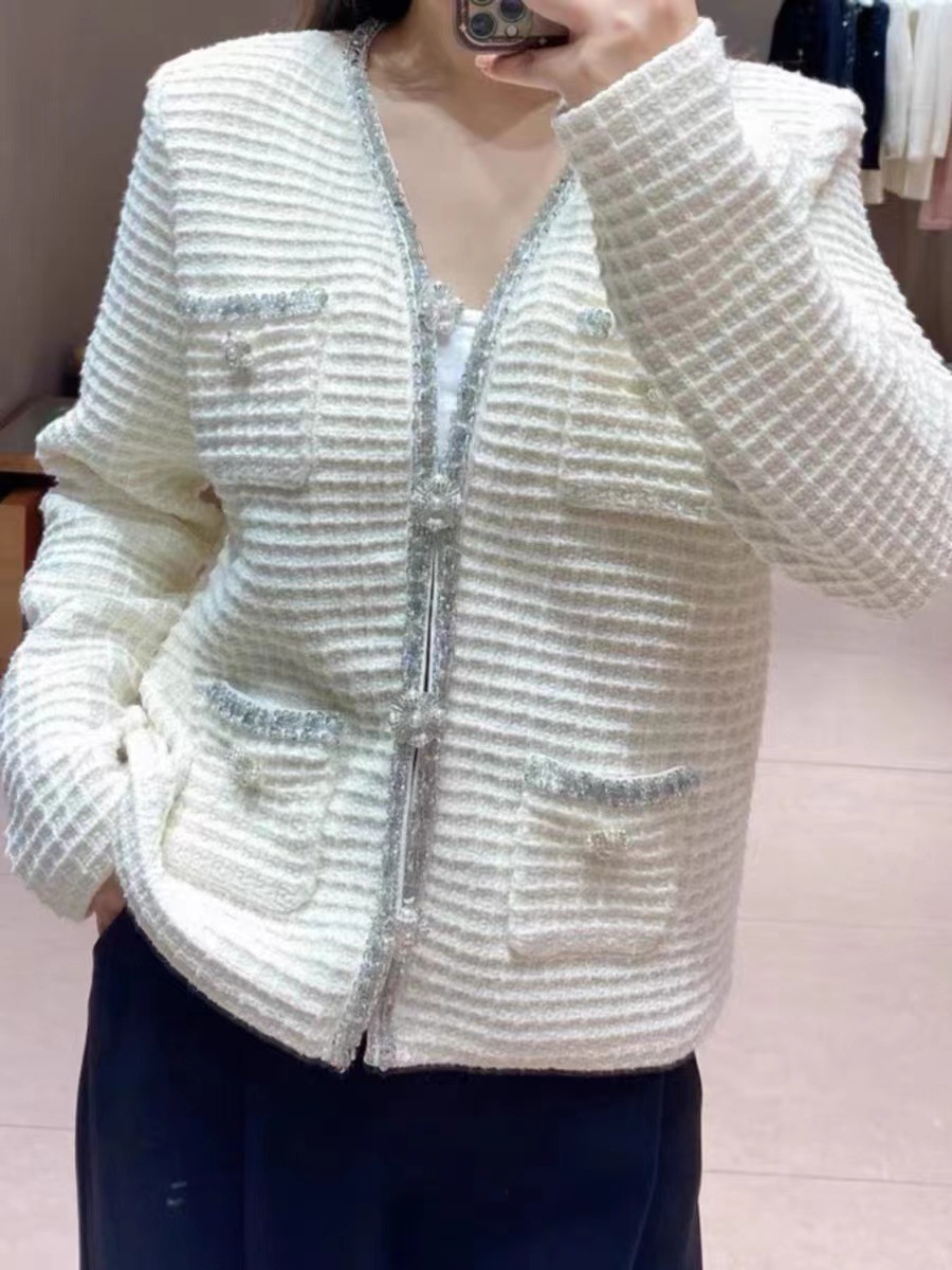 Self-portrait New Ivory V-neck Knit Cardigan