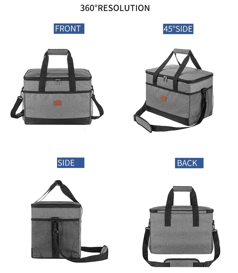 Super Large 32L Thermal Cooler Bag with Hard Liner Insulated Picnic Lunch Box Fresh Drinking for Camping BBQ Outdoor Parties 240106