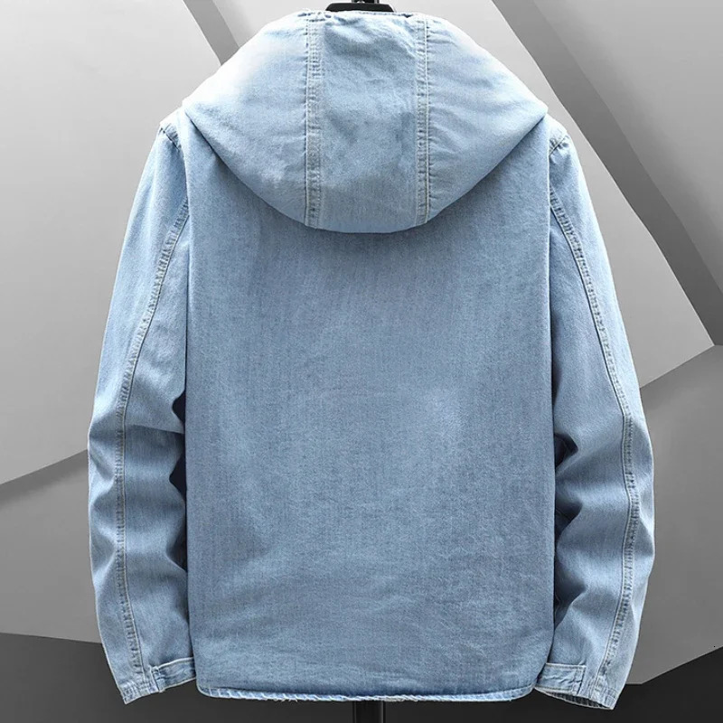 Spring Autumn Hooded Denim Jacket Men's Hip Hop Jeans Coat Retro Jean Street Casual Bomber Outerwear Hoodies 240105