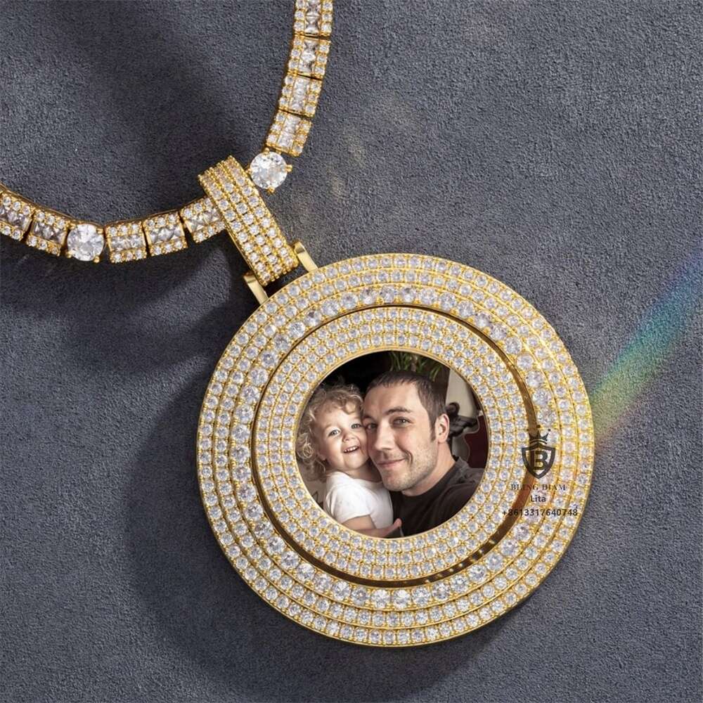Top Quality Hip Hop Jewelry d Color Vvs Moissanite Photo Iced Out Custom Picture Pendant