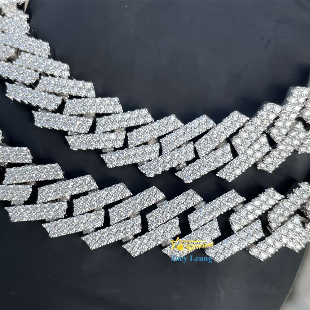 Pass Diamond Tester 925 Silver Necklace Vvs Moissanite 13mm Width Iced Out Cuban Link Chain Hip Hop