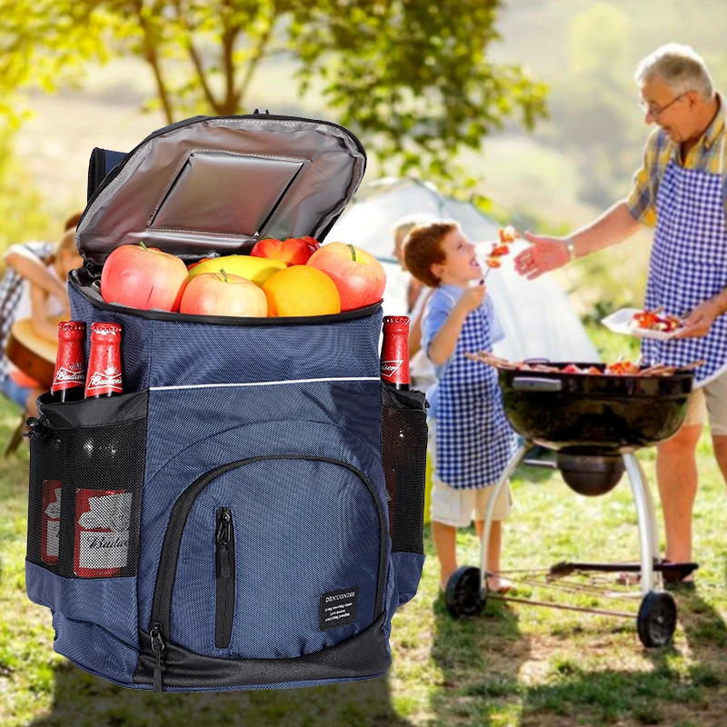 33L Refrigerator Bag Soft Large 36 Cans Insulated Cooler Backpack Thermal Isothermal Fridge Travel Beach Ice Beer Backpack 240106