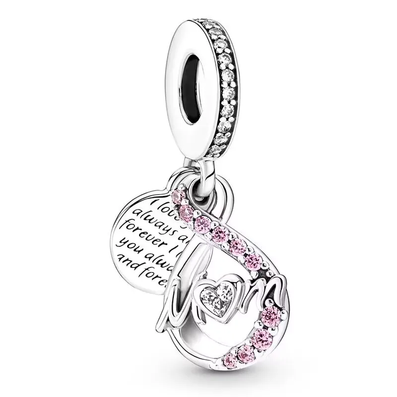 Silver New S925 Snake European Charm Eternal Symbol Suitable For Bracelet Heart Shaped Pendant DIY Women's Jewelry Free Shipping