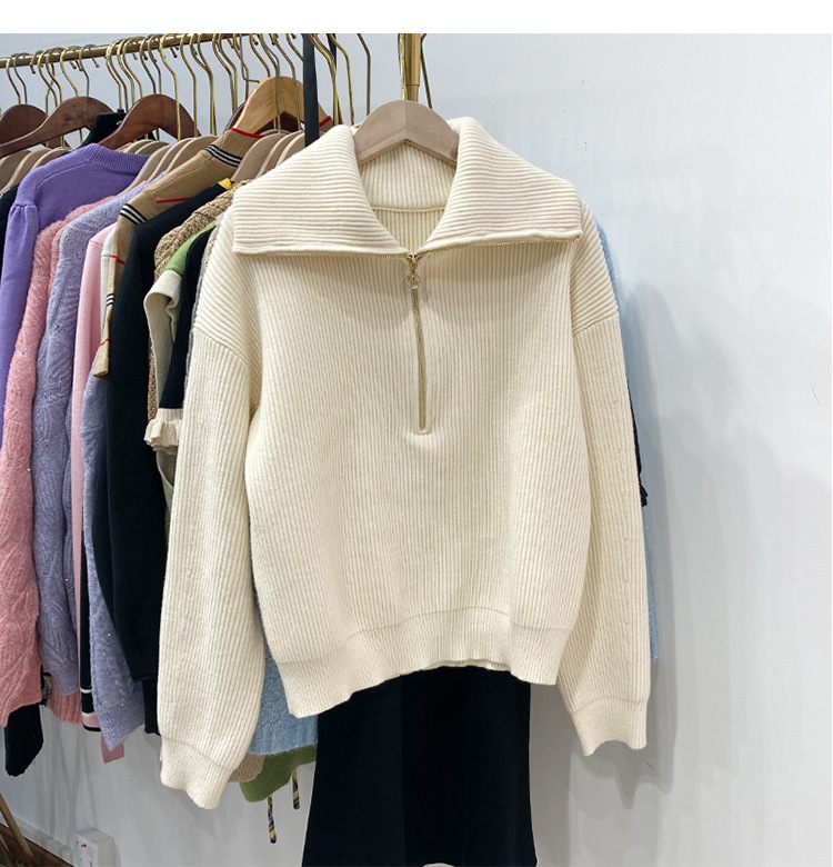 2024 Maje New Women's Zip Lapel Rib Knit Top Women