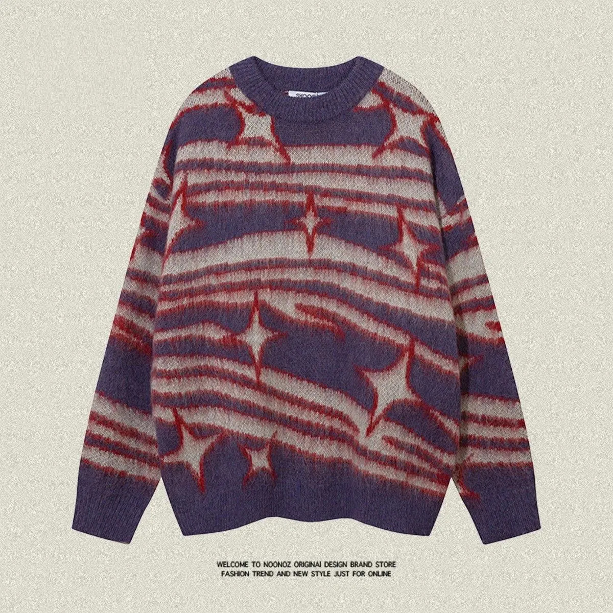 Fashion american simplicity knitted men sweater spring winter Korean style personality y2k street loose couple round neck hoodie 240106