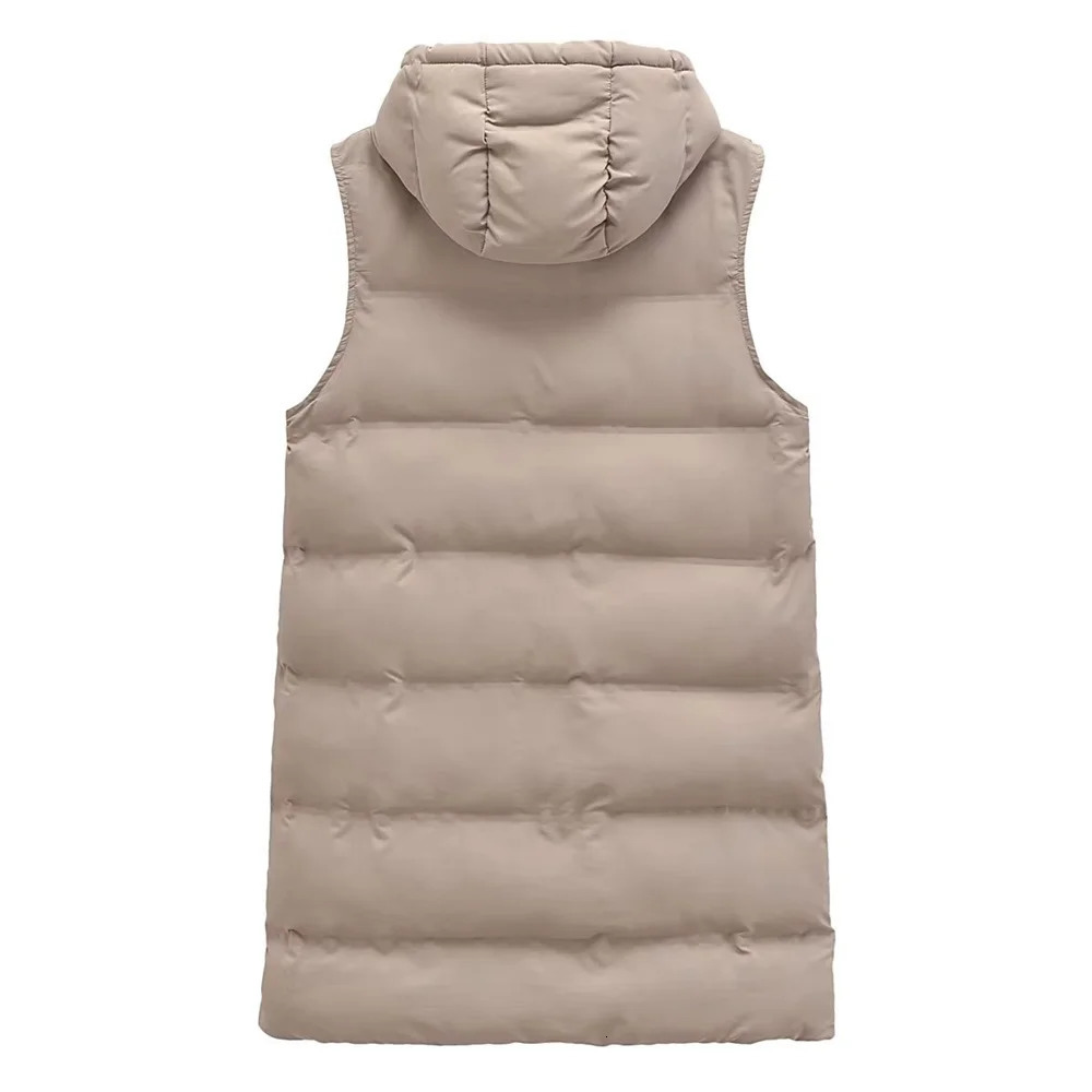 UNIZERA Autumn and Winter Women's Fashion Casual Loose Versatile Sleeveless Hooded Cotton Coat Tank Top Vest Coat 240106